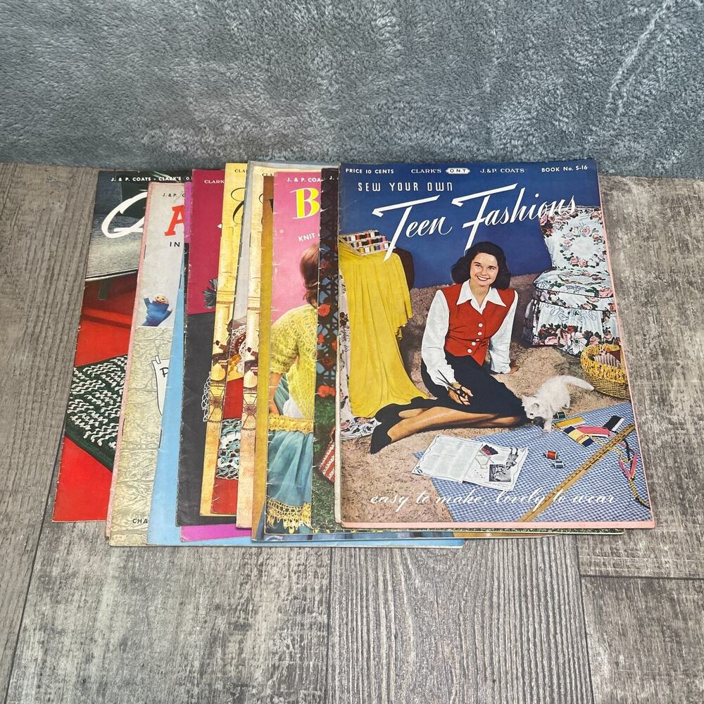 LOTS of 14 VINTAGE ONT J & P Coats CLARKS Books Read